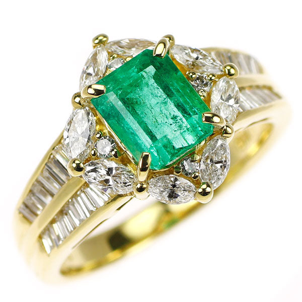 K18YG エメラルド ダイヤモンド リング 1.16ct D0.85ct