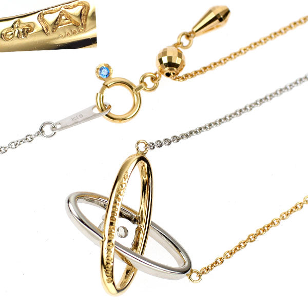 アトリエアル Pt900/K18YG/WG ダイヤモンド ペンダントネックレス 0.30ct D0.09ct