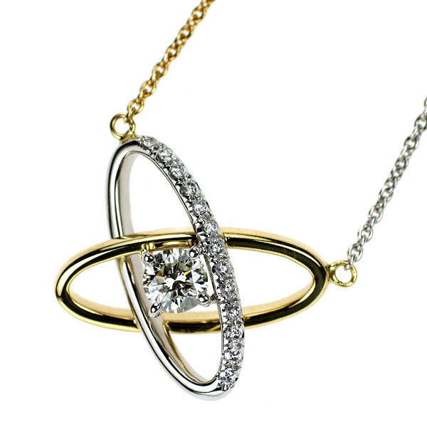 アトリエアル Pt900/K18YG/WG ダイヤモンド ペンダントネックレス 0.30ct D0.09ct