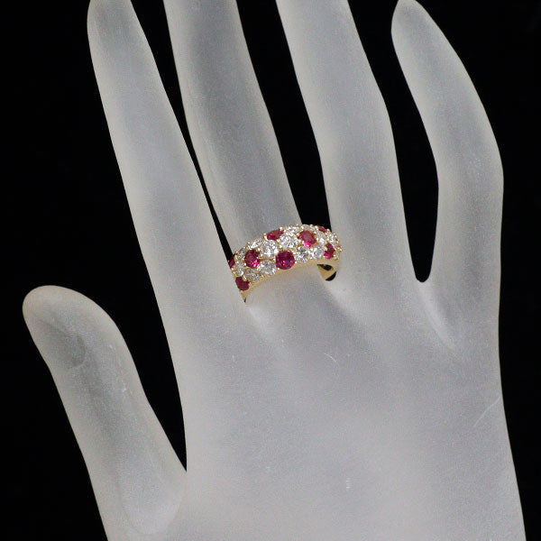 K18YG ルビー ダイヤモンド リング 1.05ct D1.55ct パヴェ