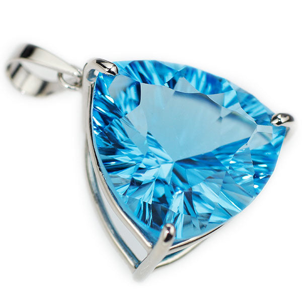 新品 Pt900 コンケーブカット ブルートパーズ ペンダントトップ 7.00ct【エスコレ】