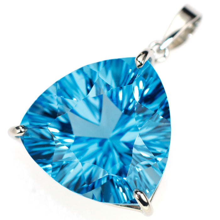 新品 Pt900 コンケーブカット ブルートパーズ ペンダントトップ 7.00ct【エスコレ】