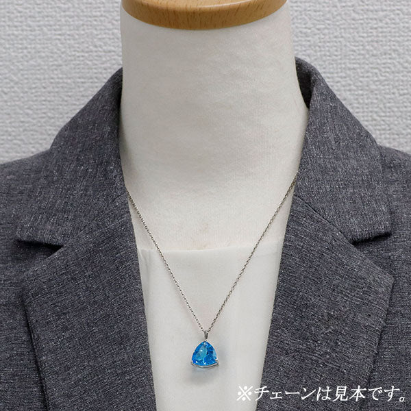 新品 Pt900 トリリアントカット ブルートパーズ ペンダントトップ 7.00ct【エスコレ】