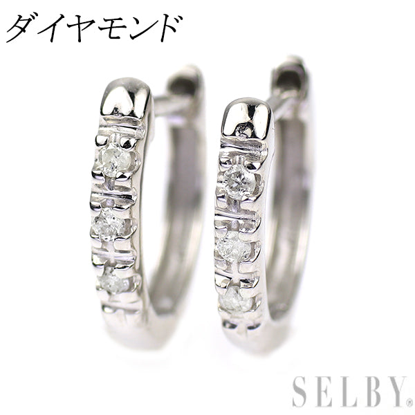 K10WG ダイヤモンド ピアス フープ