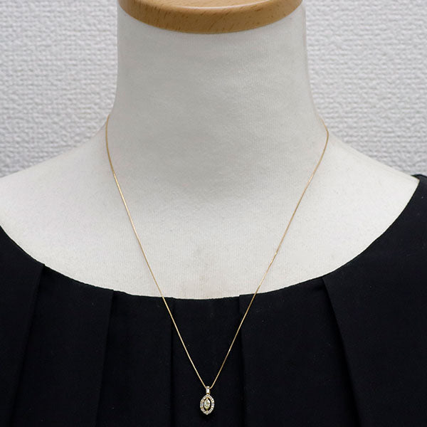 K18YG マーキスカット ダイヤモンド ペンダントネックレス 0.17ct D0