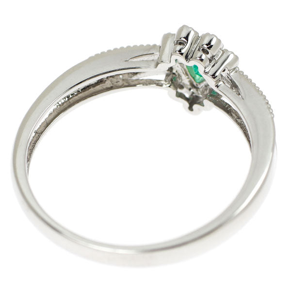 Pt900 ペアシェイプ エメラルド ダイヤモンド リング 0.14ct D0.08ct