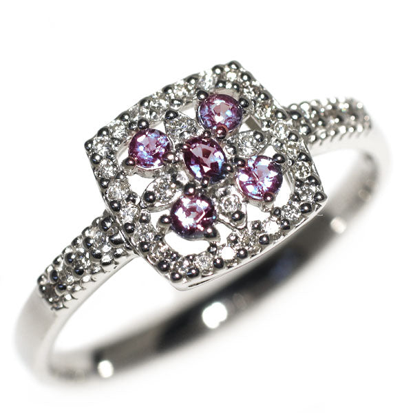 希少 Pt900 アレキサンドライト ダイヤモンド リング 0.18ct D0.144ct