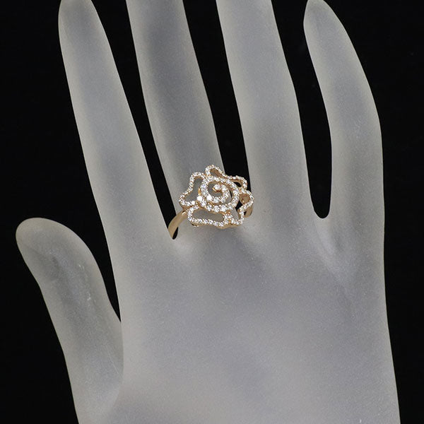 K18PG ダイヤモンド リング 0.58ct フラワー