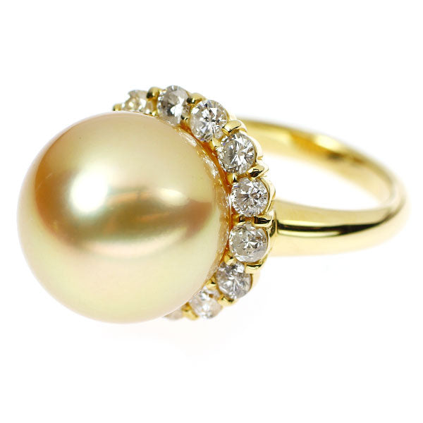K18YG ゴールデンパール ダイヤモンド リング 径約14.8mm D1.38ct