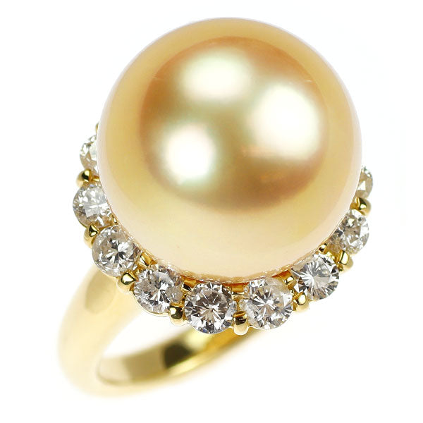 K18YG ゴールデンパール ダイヤモンド リング 径約14.8mm D1.38ct