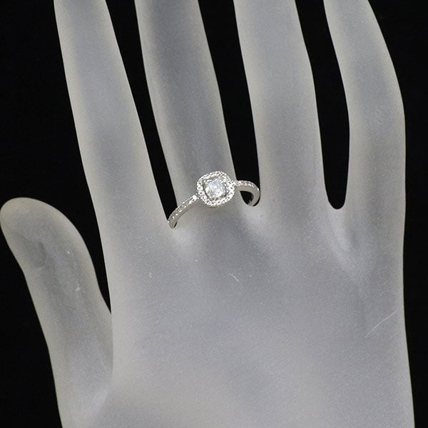 K18WG クッションカット ダイヤモンド リング 0.33ct D VVS1 VG/G D0.17ct