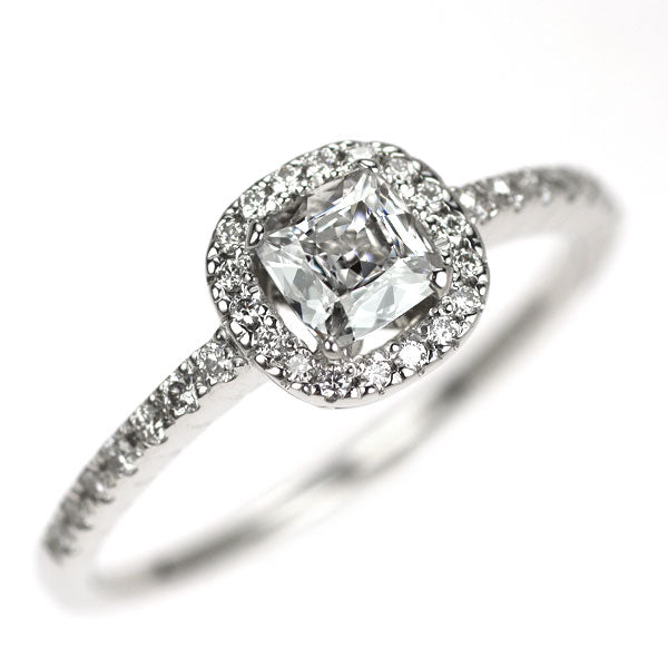 K18WG クッションカット ダイヤモンド リング 0.33ct D VVS1 VG/G D0.17ct