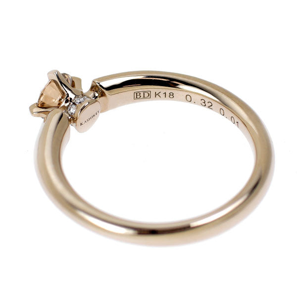 カシケイ K18CG ブラウン ダイヤモンド リング 0.32ct D0.01ct ソリティア