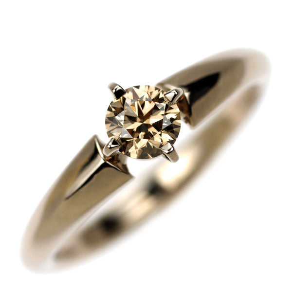 カシケイ K18CG ブラウン ダイヤモンド リング 0.32ct D0.01ct ソリティア