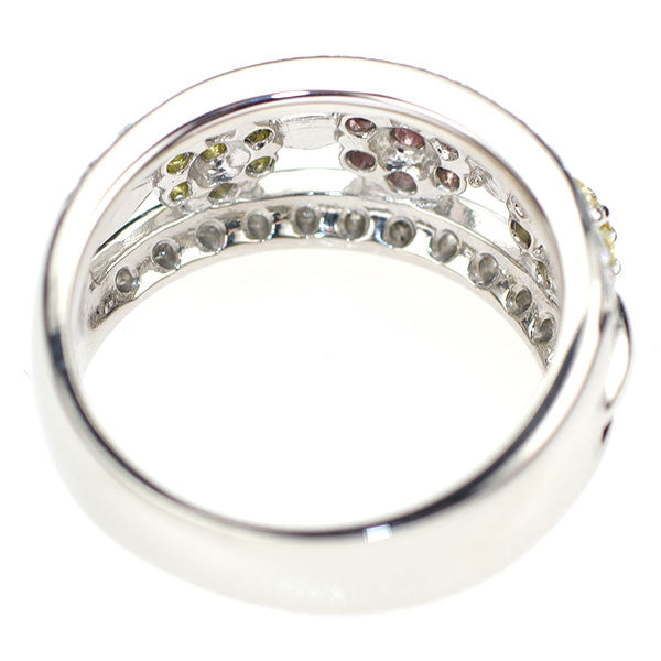 Pt900 天然ピンク イエロー/カラーレス ダイヤモンド リング