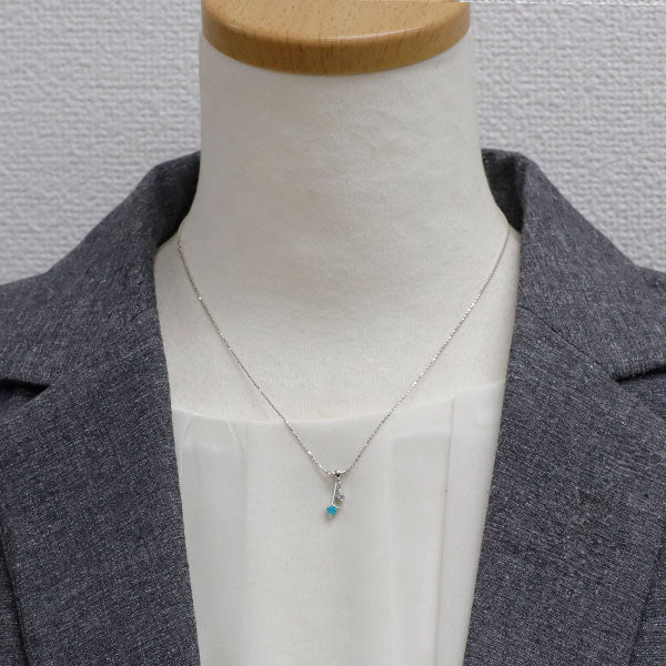 K18WG ブラジル産パライバ トルマリン ダイヤモンド ペンダントネックレス 0.12ct D0.05ct