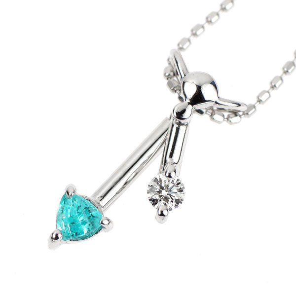 K18WG ブラジル産パライバ トルマリン ダイヤモンド ペンダントネックレス 0.12ct D0.05ct