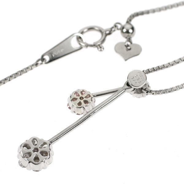 希少 Pt900/ Pt850 天然ピンクダイヤモンド ペンダントネックレス 0.16ct D0.35ct フラワー