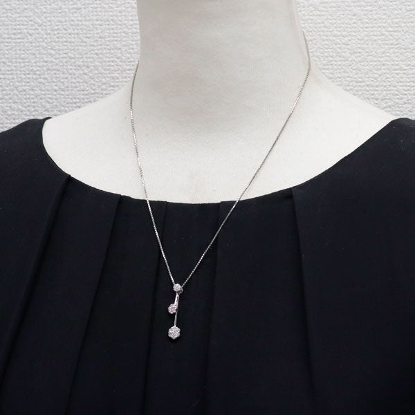 希少 Pt900/ Pt850 天然ピンクダイヤモンド ペンダントネックレス 0.16ct D0.35ct フラワー