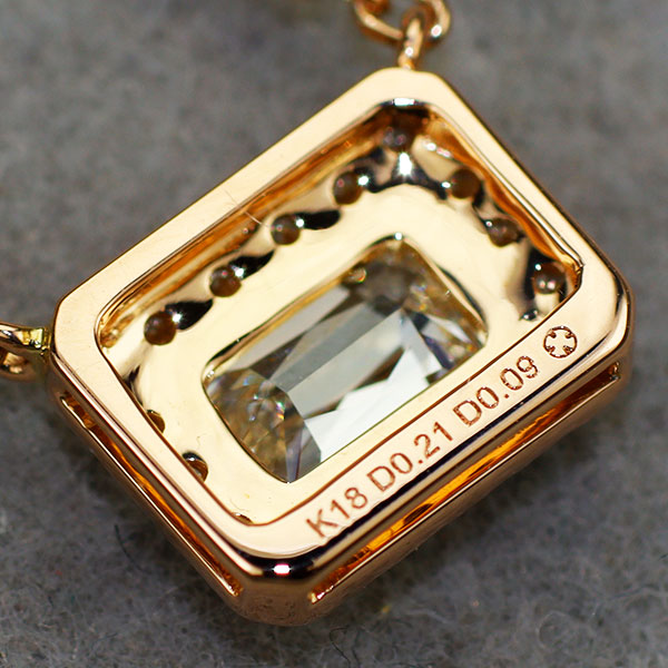 K18PG 正規レーザー刻印 アショカカットダイヤモンド ペンダントネックレス 0.219ct F VVS2 D0.09ct