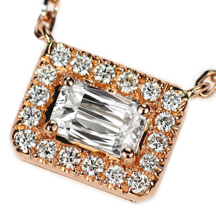 K18PG 正規レーザー刻印 アショカカットダイヤモンド ペンダントネックレス 0.219ct F VVS2 D0.09ct
