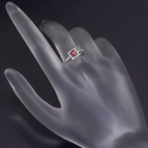 Pt900 ピンクスピネル ダイヤモンド リング 0.455ct D0.17ct