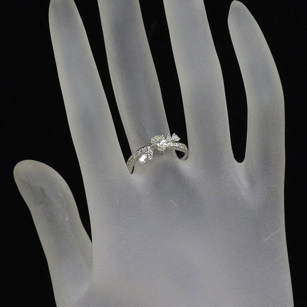 Pt900 ペアシェイプ ダイヤモンド リング 0.40ct D0.23ct