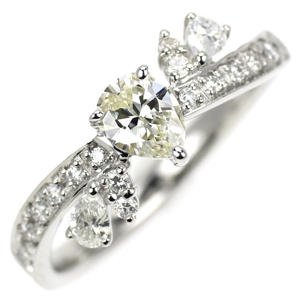 Pt900 ペアシェイプ ダイヤモンド リング 0.40ct D0.23ct