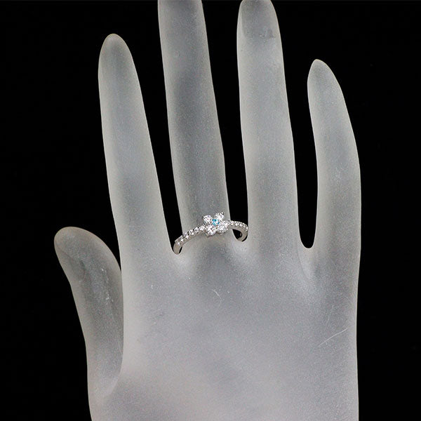 Pt900 パライバトルマリン ダイヤモンド リング 0.02ct D0.42ct フラワー