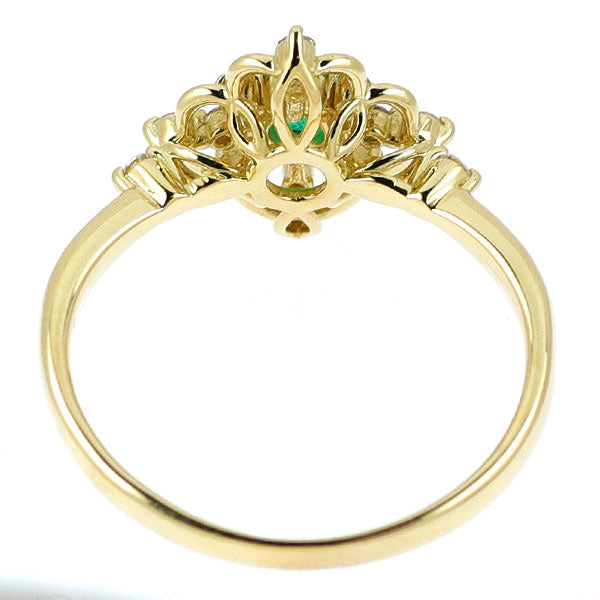K18YG エメラルド ダイヤモンド リング 0.17ct D0.13ct