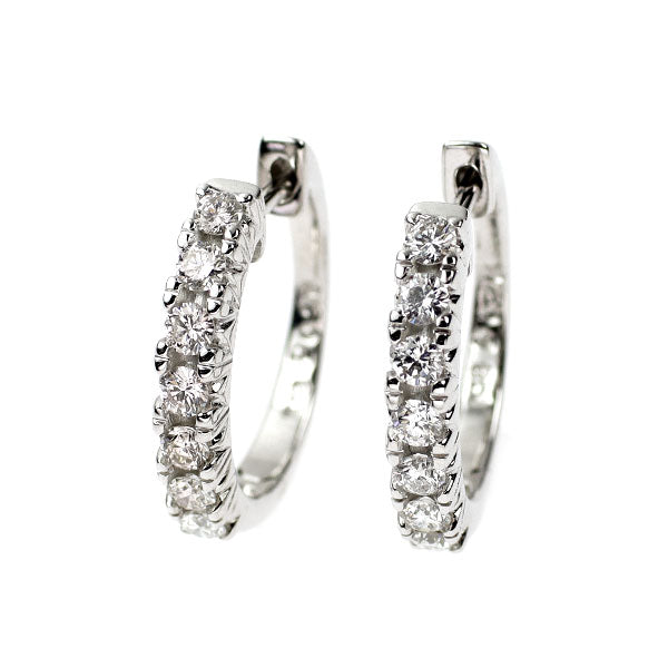 K18WG ダイヤモンド ピアス 0.52ct フープ