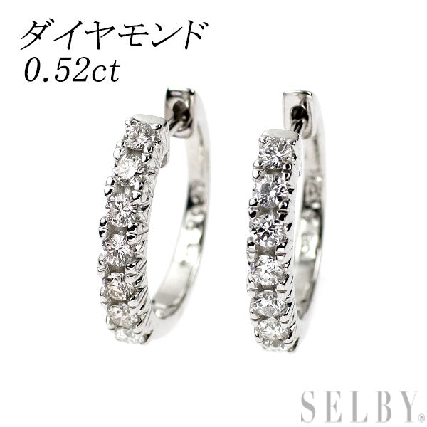 K18WG ダイヤモンド ピアス 0.52ct フープ