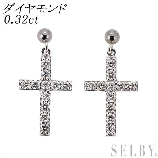 Pt900 ダイヤモンド ピアス 0.32ct クロス