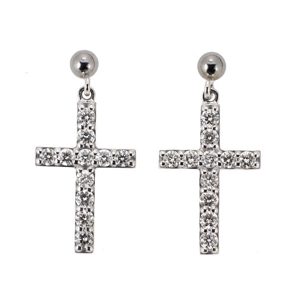 Pt900 ダイヤモンド ピアス 0.32ct クロス