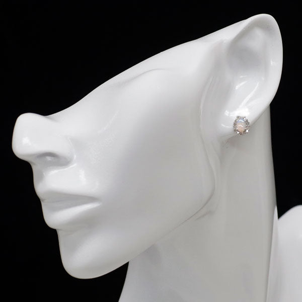 K14WG オパール ダイヤモンド ピアス D0.28ct
