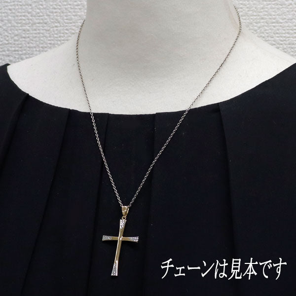 K18YG/WG ペンダントトップ クロス