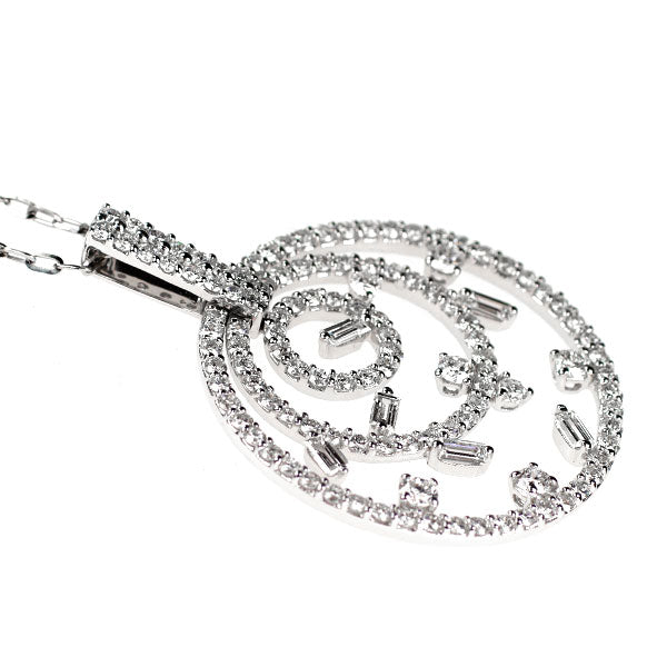 K18WG/ Pt850 ダイヤモンド ペンダントネックレス 2.62ct