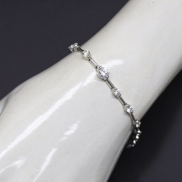 Pt850 ダイヤモンド ステーション ブレスレット 2.13ct