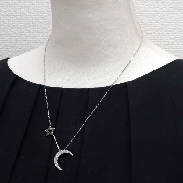 Pt900/ Pt850 ダイヤモンド ペンダントネックレス 0.462ct 月 星 パヴェ
