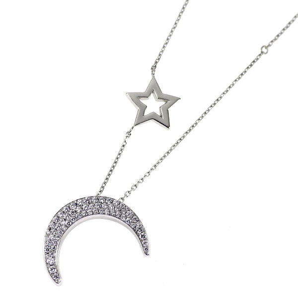 Pt900/ Pt850 ダイヤモンド ペンダントネックレス 0.462ct 月 星 パヴェ
