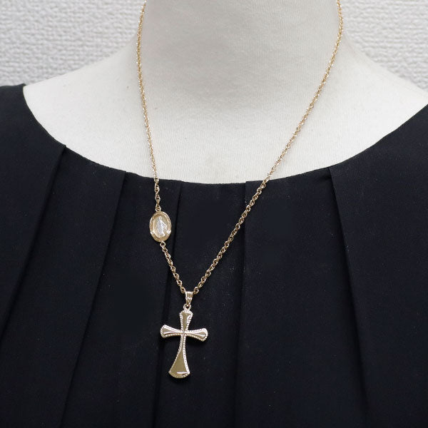 K18YG/WG ペンダントネックレス クロス マリア メダイ