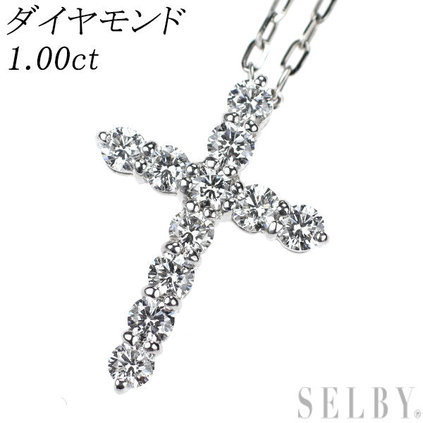 Pt900/ Pt850 ダイヤモンド ペンダントネックレス 1.00ct クロス