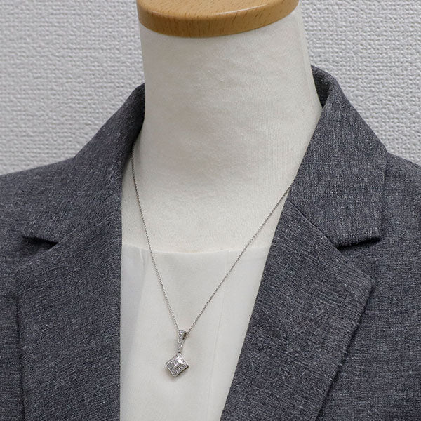 Pt900/ Pt850 ダイヤモンド ペンダントネックレス 0.329ct E VS1 G D0.21ct