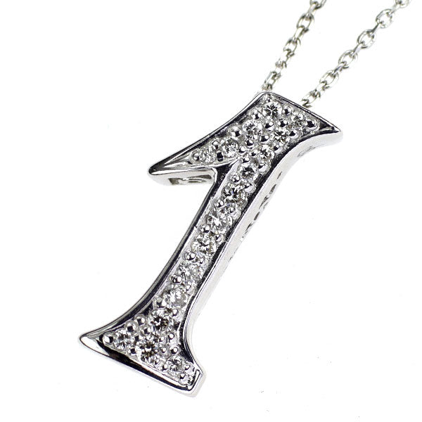 ゆきざき K18WG ダイヤモンド ペンダントネックレス 0.17ct  ノンブル ナンバー「１」