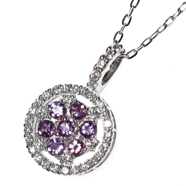 希少 Pt アレキサンドライト ダイヤモンド ペンダントネックレス 0.44ct D0.32ct