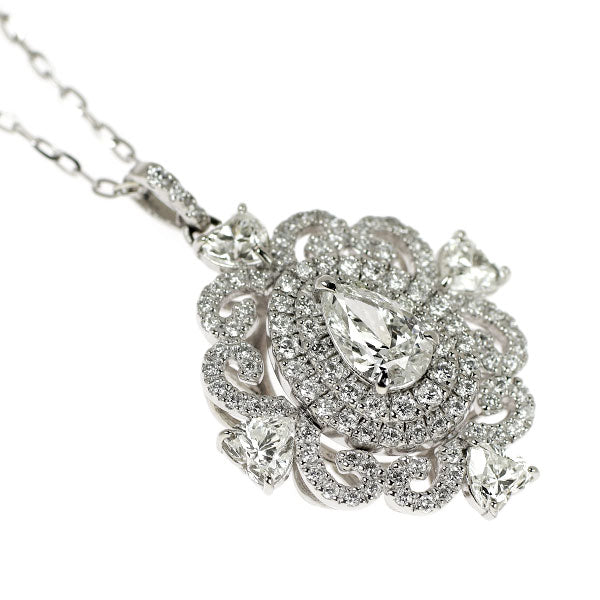 Pt900/ Pt850 ペアシェイプ ダイヤモンド ペンダントネックレス 0.523ct D1.25ct