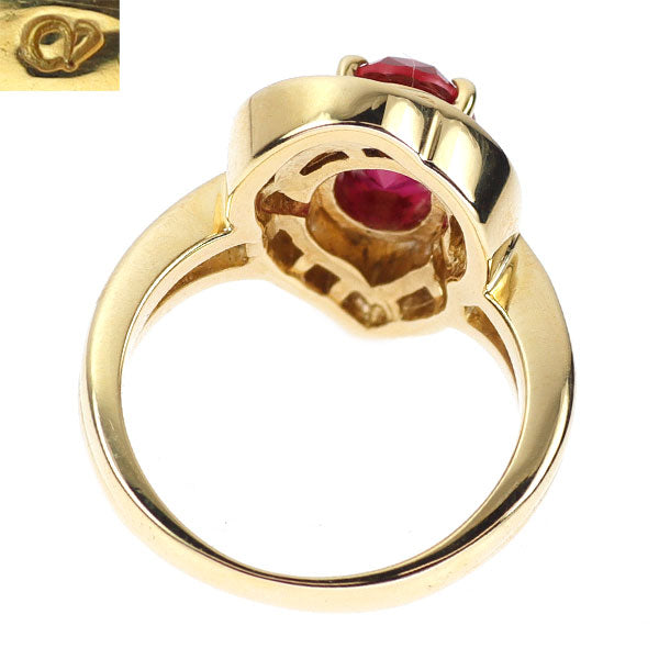 クレサンベール/京セラ K18YG 再結晶 ルビー ダイヤモンド リング 1.67ct D0.39ct