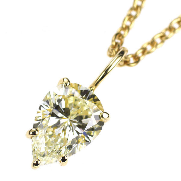平和堂貿易 K18YG ペアシェイプ ダイヤモンド ペンダントネックレス 1.532ct M VS2