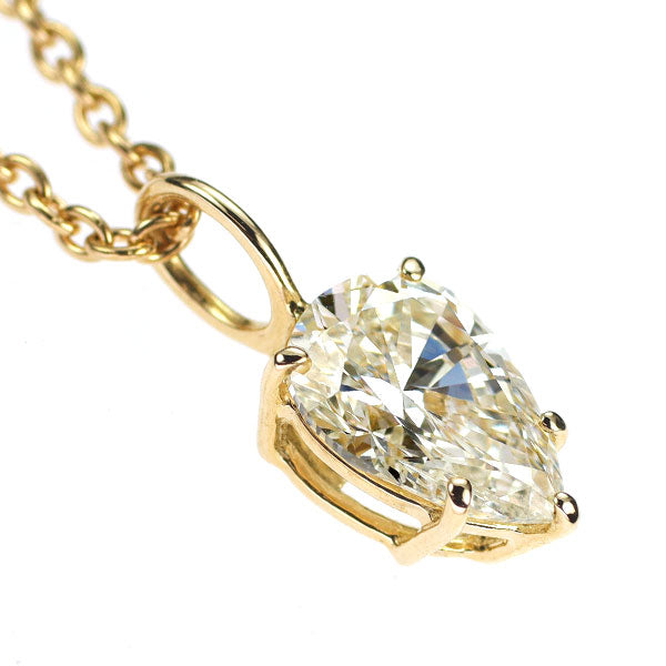 平和堂貿易 K18YG ペアシェイプ ダイヤモンド ペンダントネックレス 1.532ct M VS2
