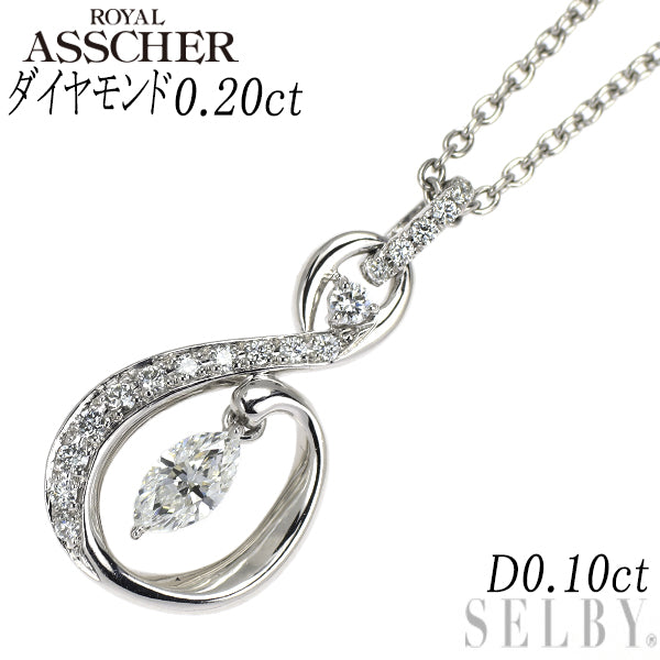 ローリーロドキン ロイヤルアッシャー ネックレス ロイヤルアッシャー Pt950 マーキスカット ダイヤモンド ペンダント